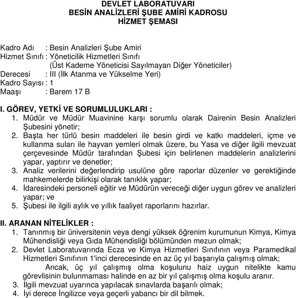 belirlenen maddelerin analizlerini yapar, yaptırır ve denetler; 3. Analiz verilerini değerlendirip usulüne göre raporlar düzenler ve gerektiğinde 4.