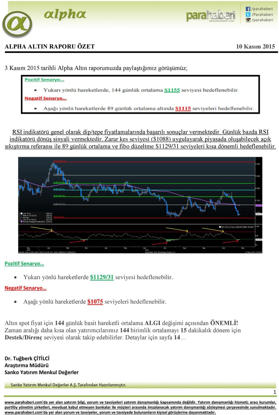 Zarar kes seviyesi ($1088) uygulayarak piyasada oluşabilecek açık sıkıştırma referansı ile 89 günlük ortalama ve fibo düzeltme $1129/31 seviyeleri kısa dönemli hedeflenebilir.