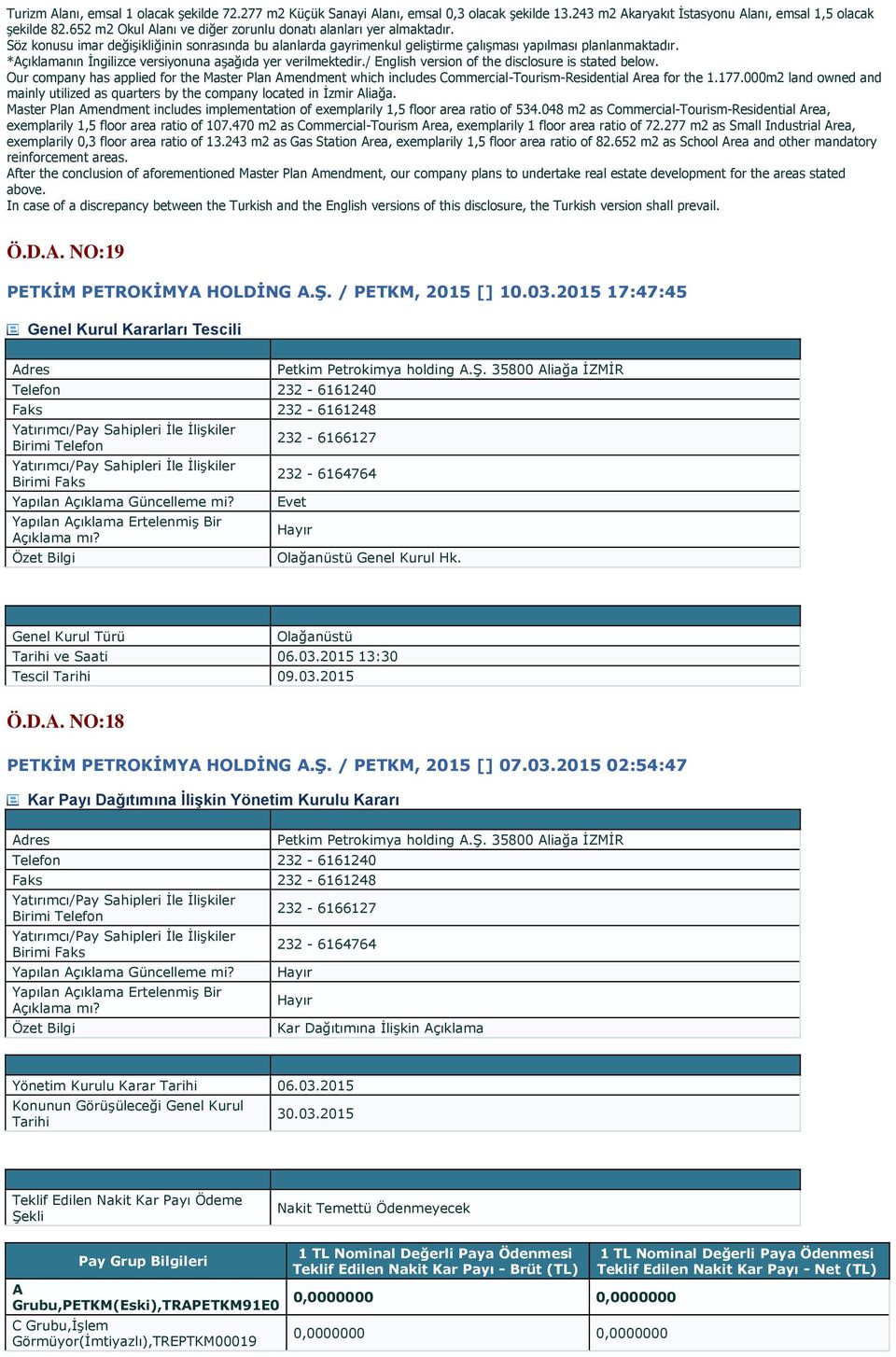 Our company has applied for the Master Plan Amendment which includes Commercial-Tourism-Residential Area for the 1.177.