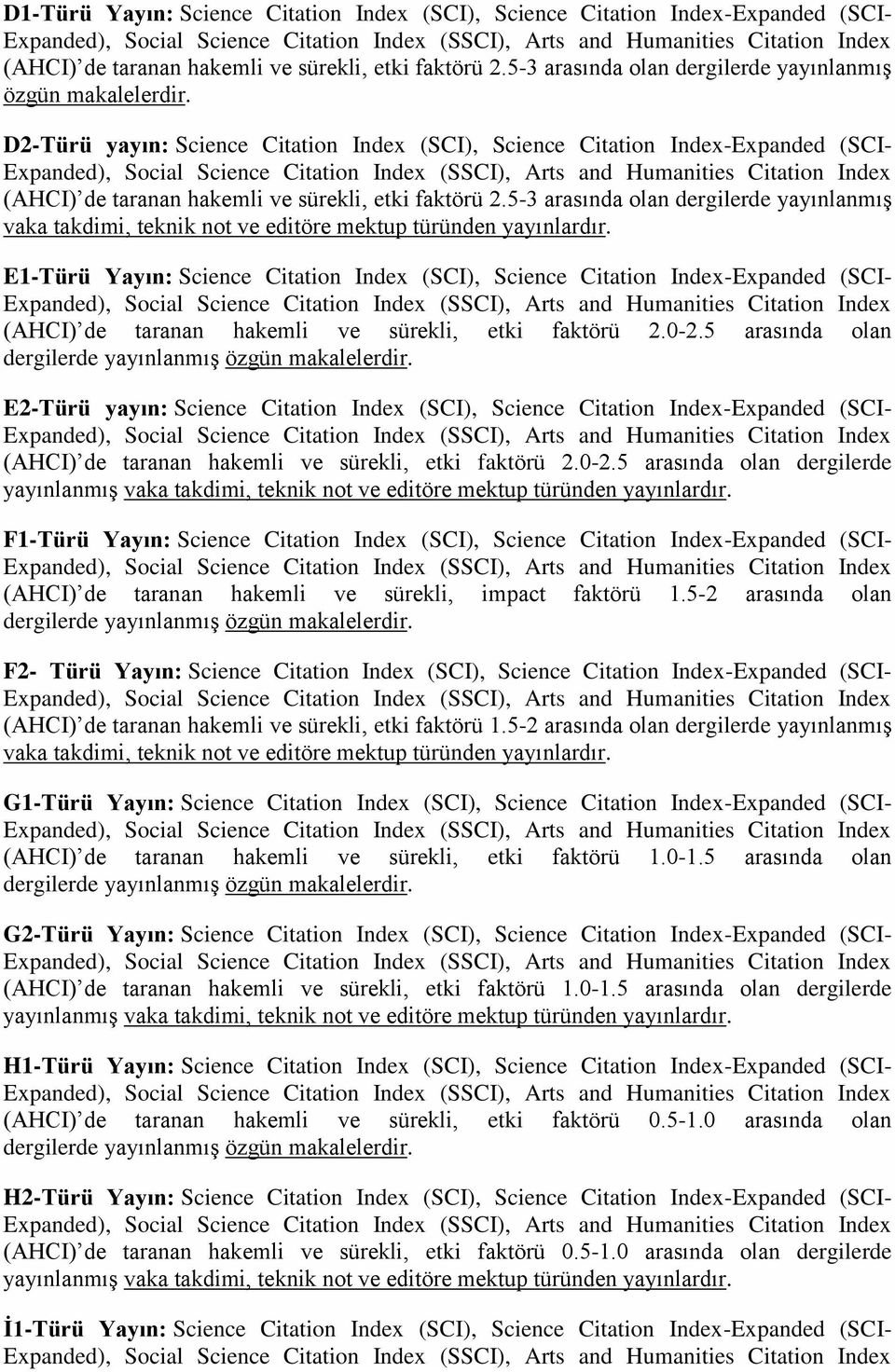 5-3 arasında olan dergilerde yayınlanmış E1-Türü Yayın: Science Citation Index (SCI), Science Citation Index-Expanded (SCI- (AHCI) de taranan hakemli ve sürekli, etki faktörü 2.0-2.