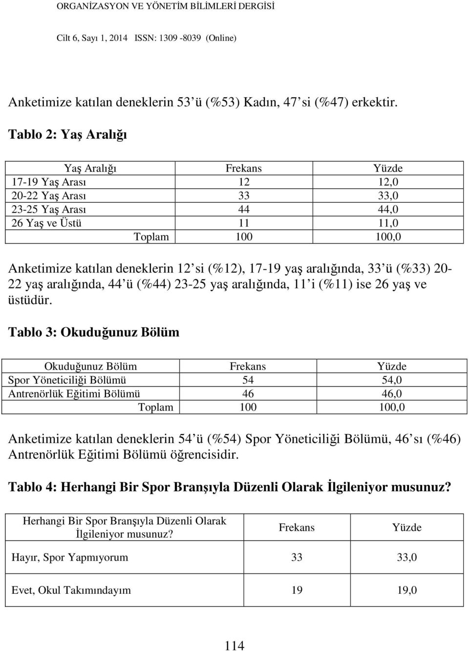 (%12), 17-19 yaş aralığında, 33 ü (%33) 20-22 yaş aralığında, 44 ü (%44) 23-25 yaş aralığında, 11 i (%11) ise 26 yaş ve üstüdür.