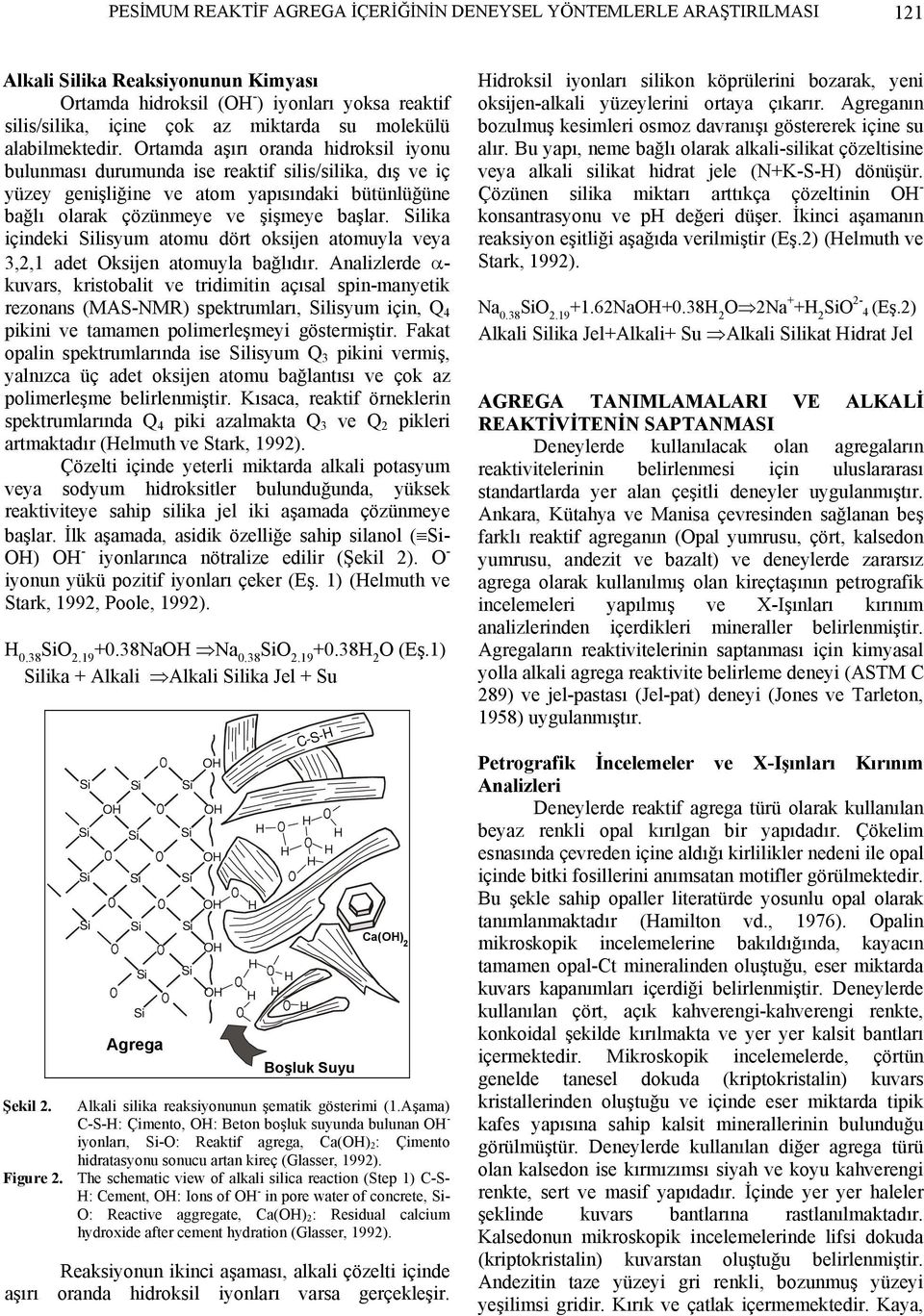 Ortamda aşırı oranda hidroksil iyonu bulunması durumunda ise reaktif silis/silika, dış ve iç yüzey genişliğine ve atom yapısındaki bütünlüğüne bağlı olarak çözünmeye ve şişmeye başlar.