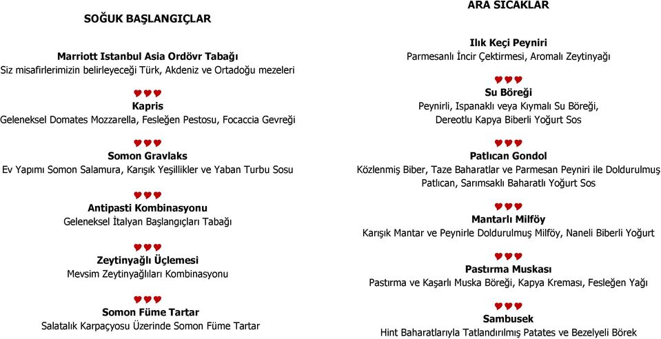 Kombinasyonu Somon Füme Tartar Salatalık Karpaçyosu Üzerinde Somon Füme Tartar ARA SICAKLAR Ilık Keçi Peyniri Parmesanlı İncir Çektirmesi, Aromalı Zeytinyağı Su Böreği Peynirli, Ispanaklı veya