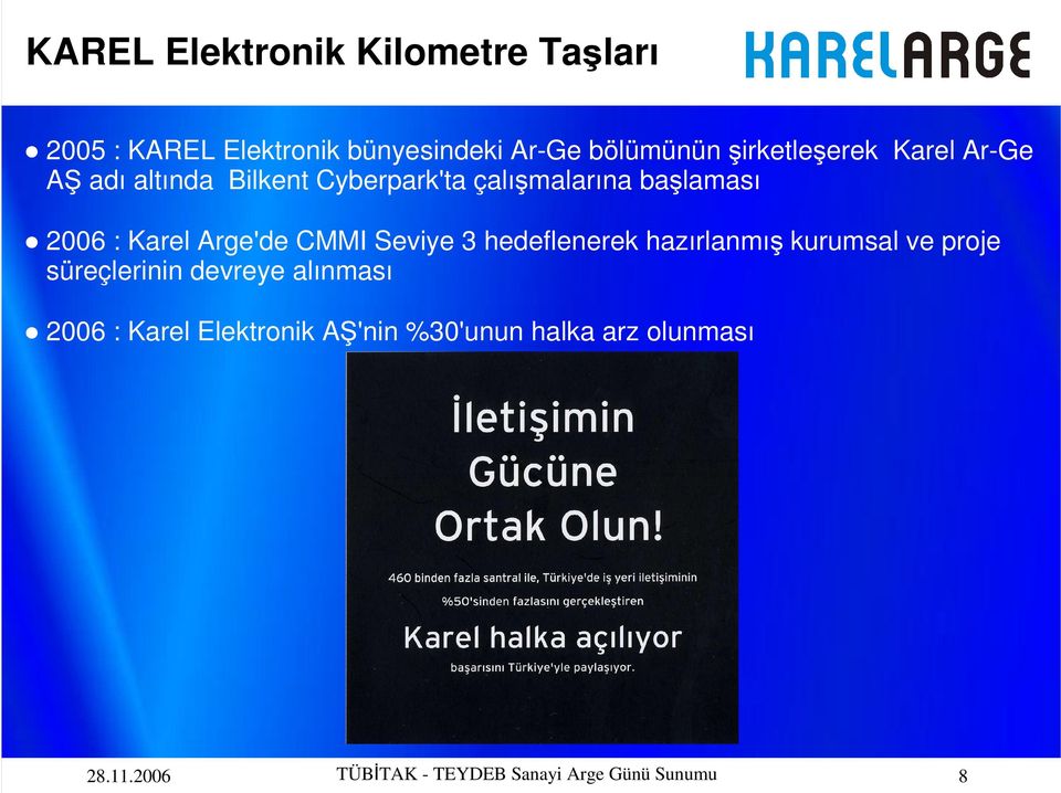 Arge'de CMMI Seviye 3 hedeflenerek hazırlanmış kurumsal ve proje süreçlerinin devreye alınması