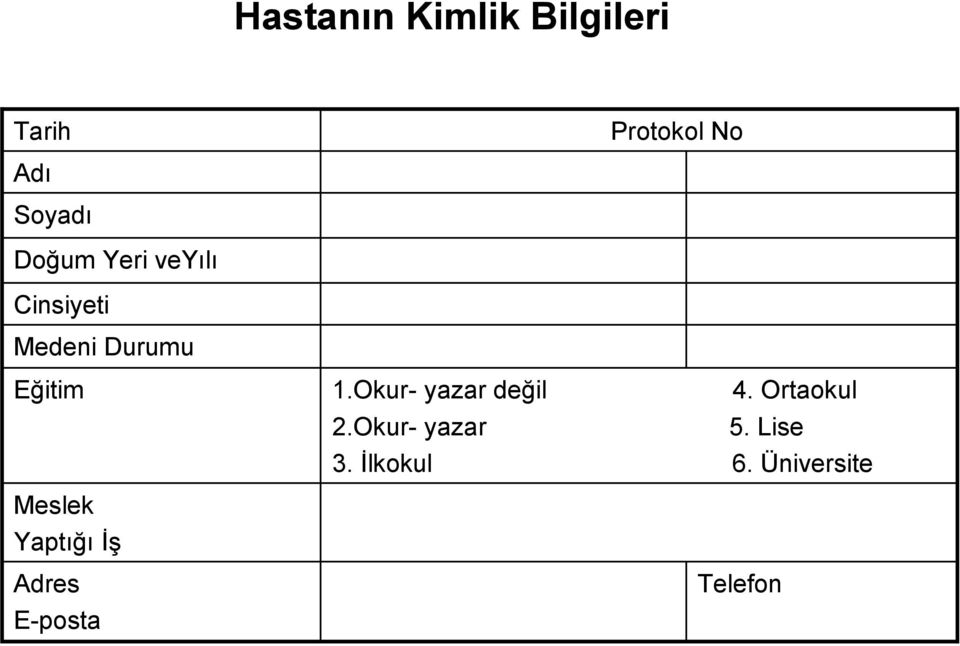 Okur- yazar değil 4. Ortaokul 2.Okur- yazar 5. Lise 3.