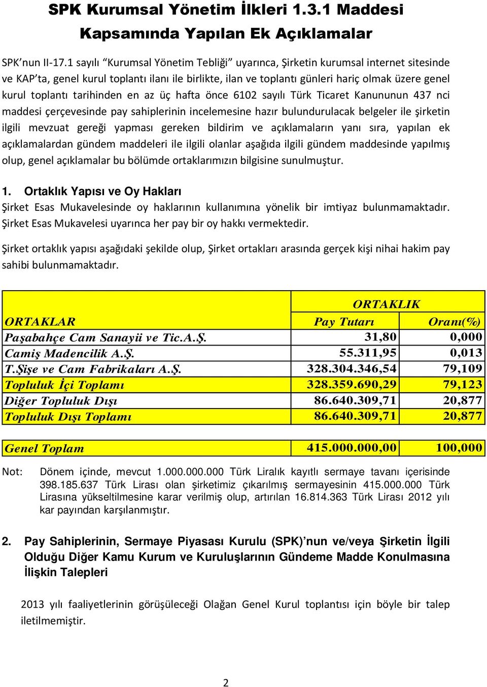 tarihinden en az üç hafta önce 6102 sayılı Türk Ticaret Kanununun 437 nci maddesi çerçevesinde pay sahiplerinin incelemesine hazır bulundurulacak belgeler ile şirketin ilgili mevzuat gereği yapması