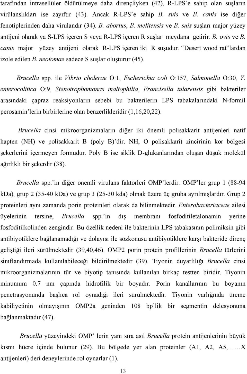 canis major yüzey antijeni olarak R-LPS içeren iki R suşudur. Desert wood rat lardan izole edilen B. neotomae sadece S suşlar oluşturur (45). Brucella spp.