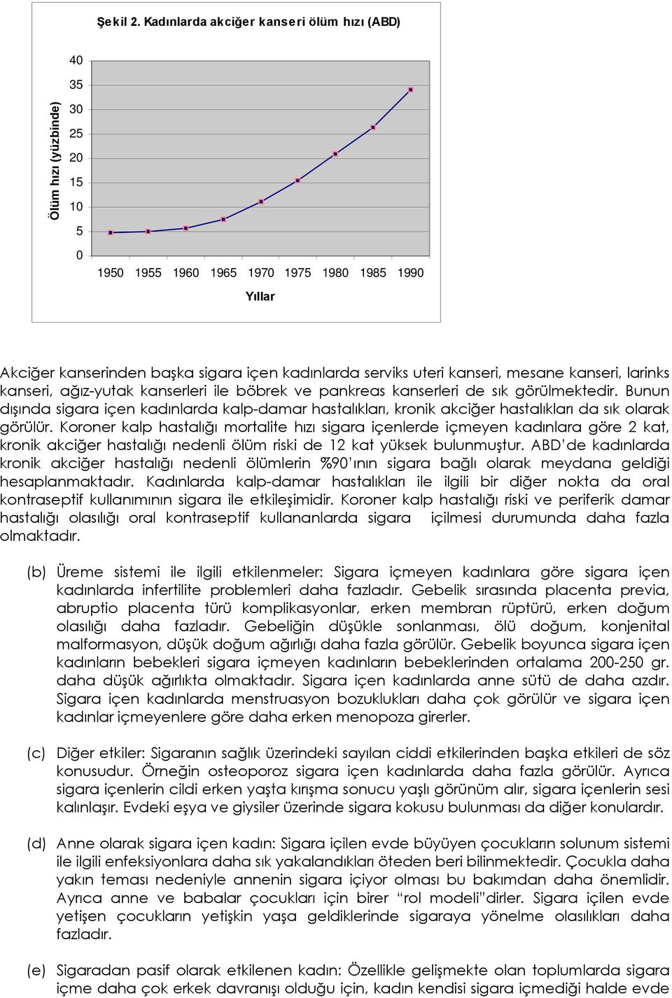 uteri kanseri, mesane kanseri, larinks kanseri, ağız-yutak kanserleri ile böbrek ve pankreas kanserleri de sık görülmektedir.