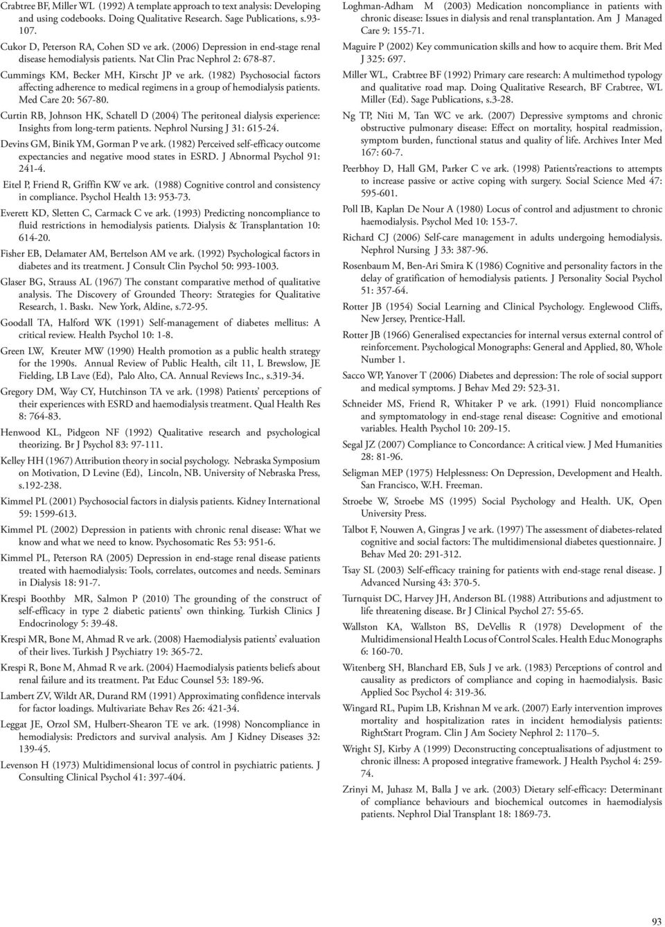 (1982) Psychosocial factors affecting adherence to medical regimens in a group of hemodialysis patients. Med Care 20: 567-80.