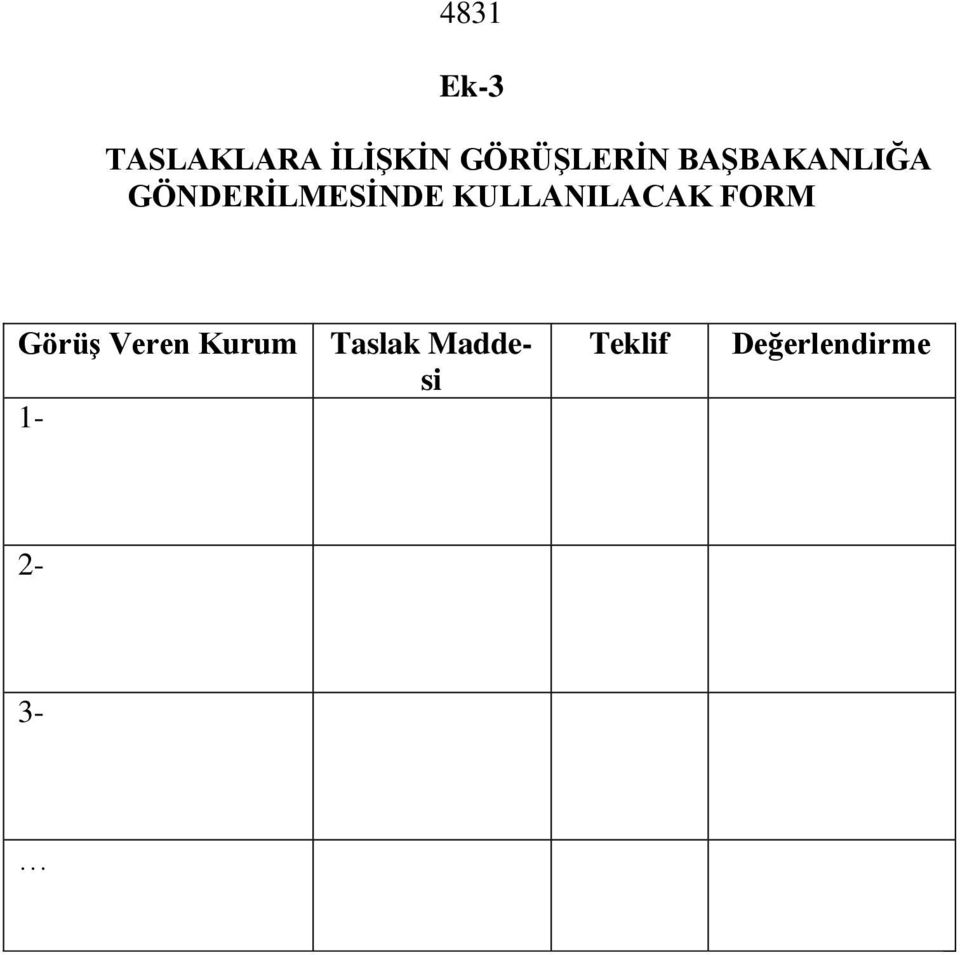 GÖNDERİLMESİNDE KULLANILACAK FORM