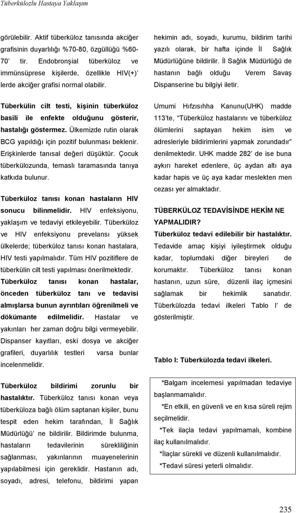 hekimin adı, soyadı, kurumu, bildirim tarihi yazılı olarak, bir hafta içinde İl Sağlık Müdürlüğüne bildirilir. İl Sağlık Müdürlüğü de hastanın bağlı olduğu Verem Savaş Dispanserine bu bilgiyi iletir.