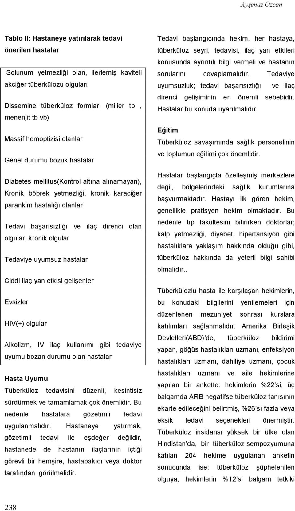 ilaç direnci olan olgular, kronik olgular Tedaviye uyumsuz hastalar Ciddi ilaç yan etkisi gelişenler Evsizler HIV(+) olgular Alkolizm, IV ilaç kullanımı gibi tedaviye uyumu bozan durumu olan hastalar