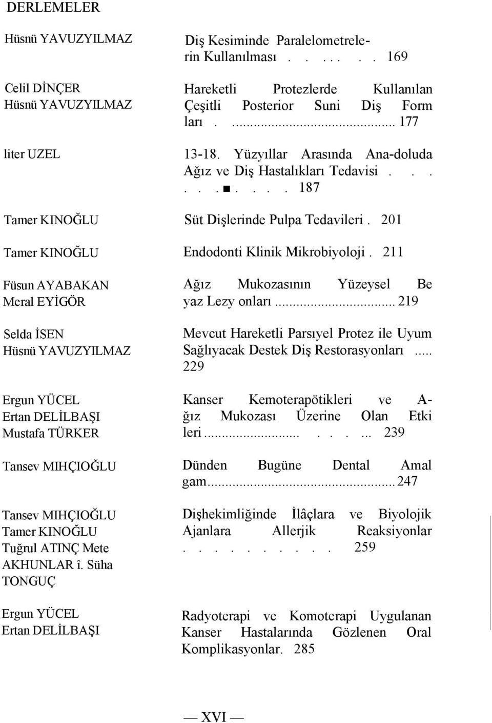 ...... 169 Hareketli Protezlerde Kullanılan Çeşitli Posterior Suni Diş Form ları.... 177 13-18. Yüzyıllar Arasında Ana-doluda Ağız ve Diş Hastalıkları Tedavisi.......... 187 Süt Dişlerinde Pulpa Tedavileri.