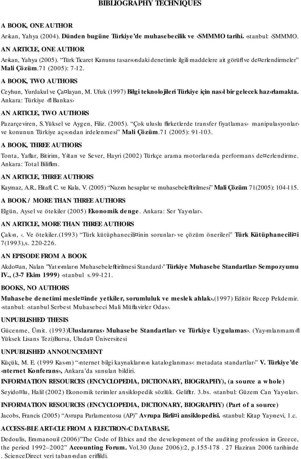 Ufuk (1997) Bilgi teknolojileri Türkiye için nas l bir gelecek haz rlamakta. Ankara: Türkiye fl Bankas AN ARTICLE, TWO AUTHORS Pazarçeviren, S.Yüksel ve Aygen, Filiz. (2005).