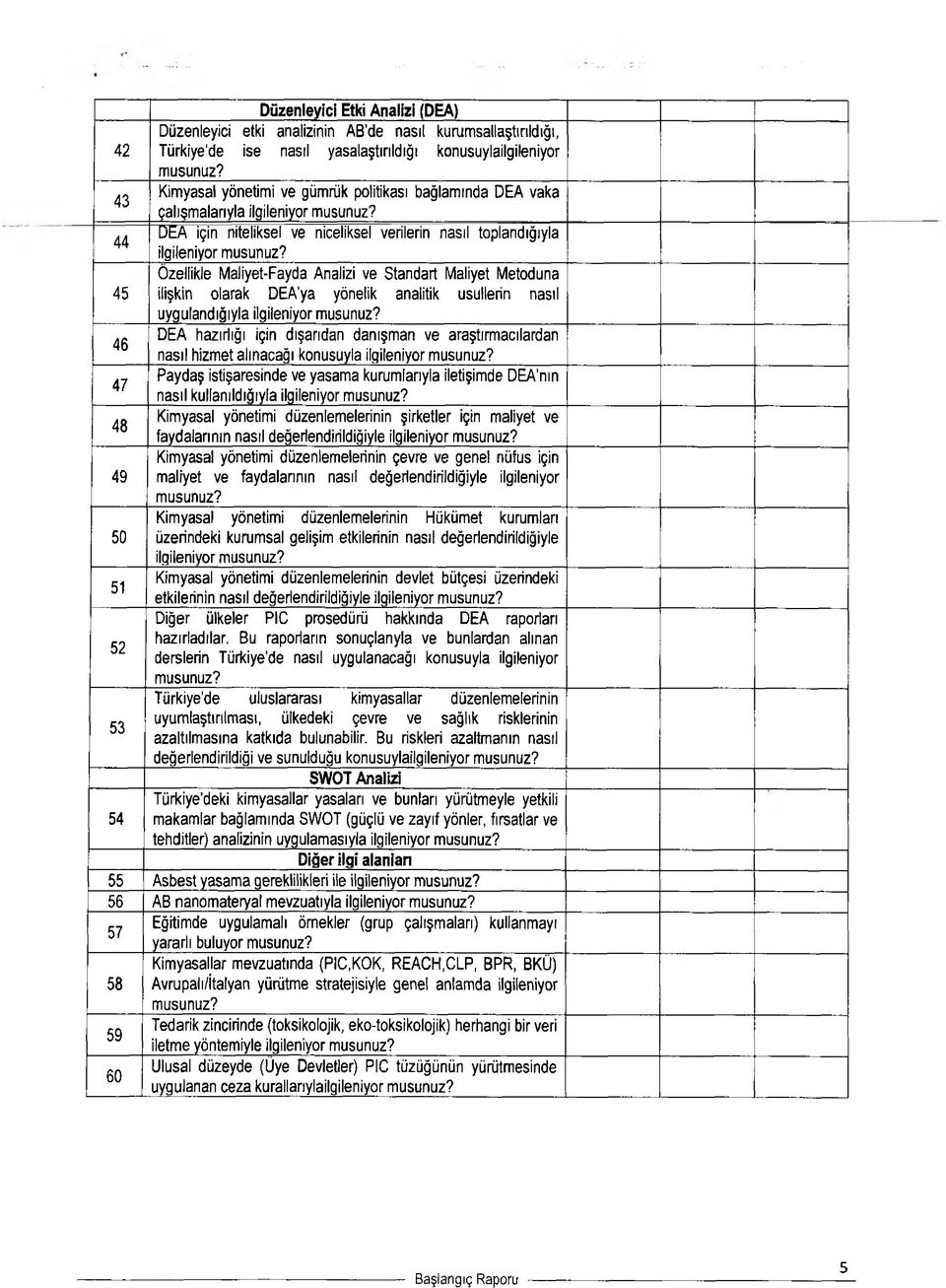 olarak DEA'ya yönelik analitik usullerin nasıl uygulandığıyla ilgileniyor 46 DEA hazırlığı için dışarıdan danışman ve araştırmacılardan nasıl hizmet alınacağı konusuyla ilgileniyor 47 Paydaş