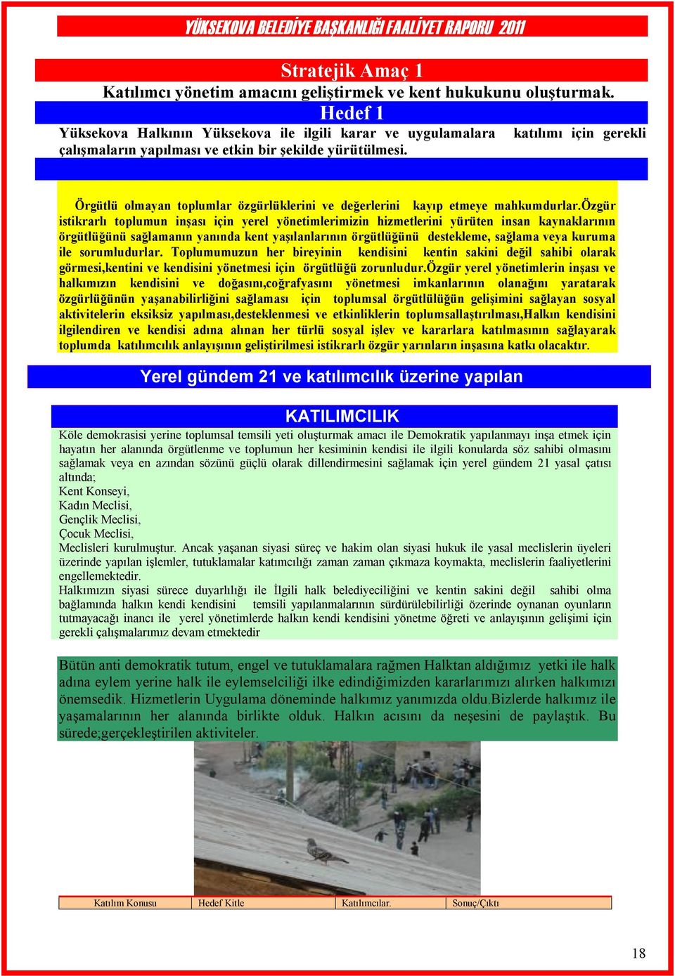 katılımı için gerekli Örgütlü olmayan toplumlar özgürlüklerini ve değerlerini kayıp etmeye mahkumdurlar.