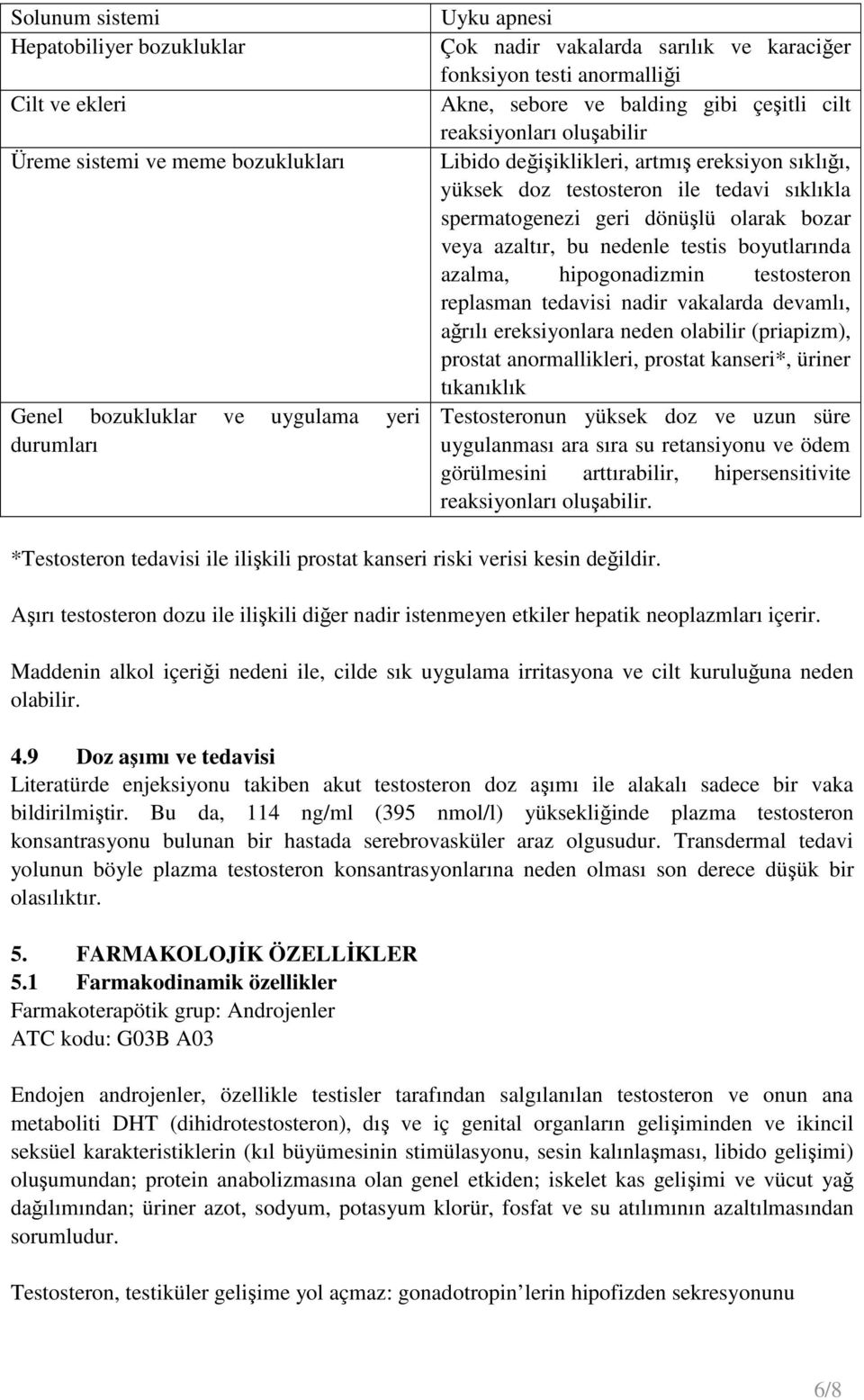 dönüşlü olarak bozar veya azaltır, bu nedenle testis boyutlarında azalma, hipogonadizmin testosteron replasman tedavisi nadir vakalarda devamlı, ağrılı ereksiyonlara neden olabilir (priapizm),