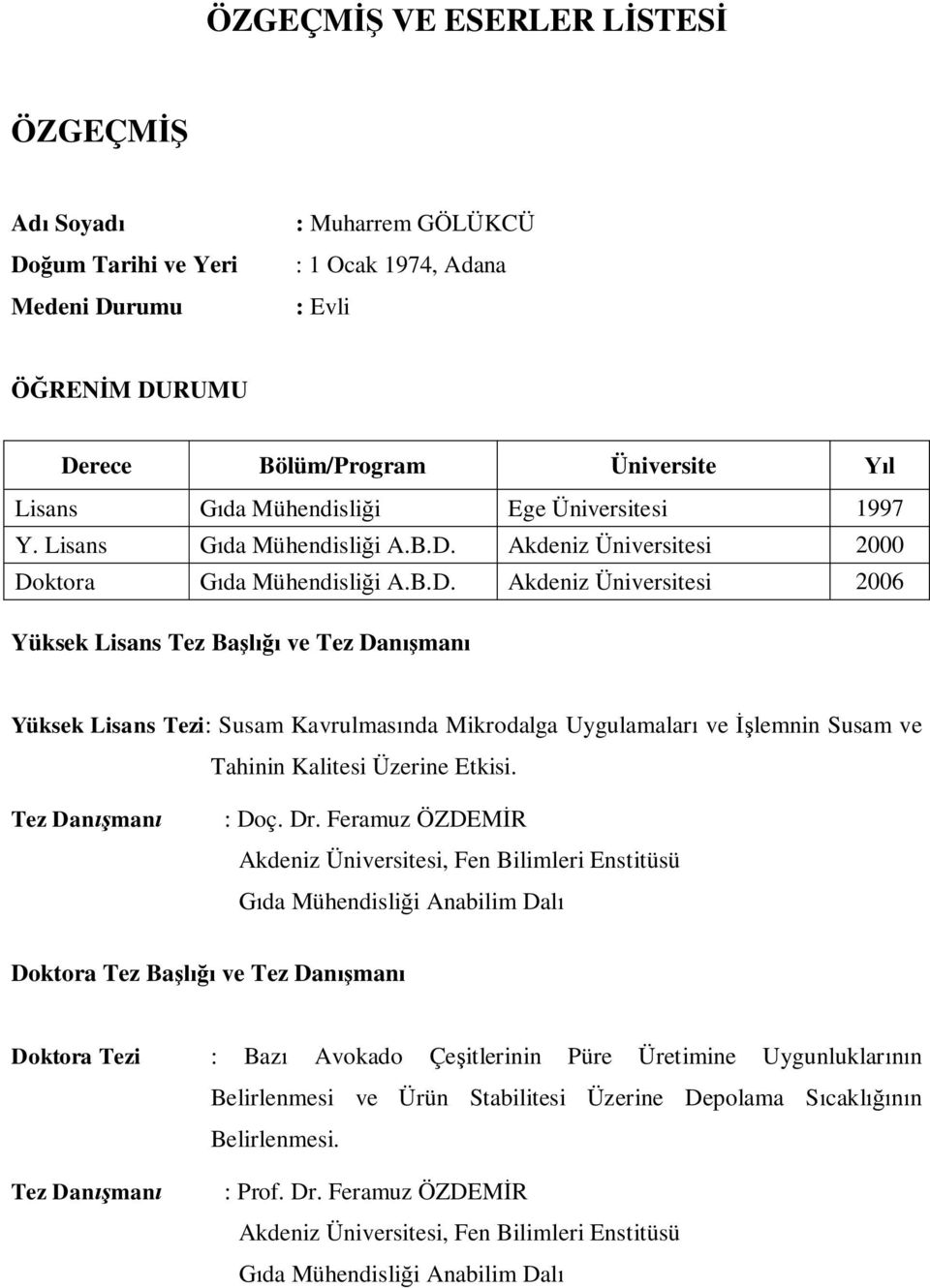 Akdeniz Üniversitesi 2000 Do