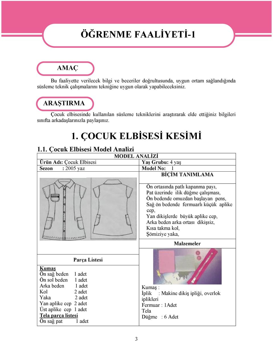 ÇOCUK ELBİSESİ KESİMİ 1.