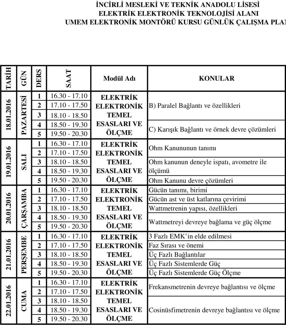 50 ÖLÇME ELEKTRONİK C) Karışık Bağlantı ve örnek devre çözümleri Ohm Kanununun tanımı TEMEL Ohm kanunun deneyle ispatı, avometre ile ESASLARI VE ölçümü ÖLÇME Ohm Kanunu devre çözümleri ELEKTRİK Gücün