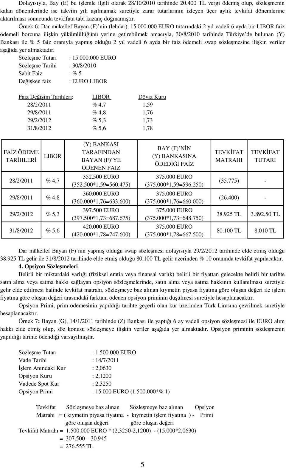 doğmamıştır. Örnek 6: Dar mükellef Bayan (F) nin (lehdar), 15.000.