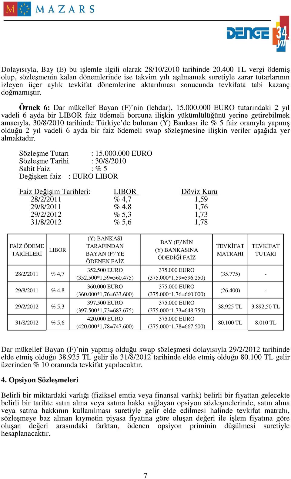 doğmamıştır. Örnek 6: Dar mükellef Bayan (F) nin (lehdar), 15.000.