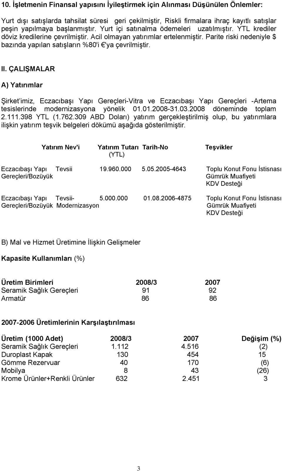 Parite riski nedeniyle $ bazında yapılan satışların %80'i 'ya çevrilmiştir. II.