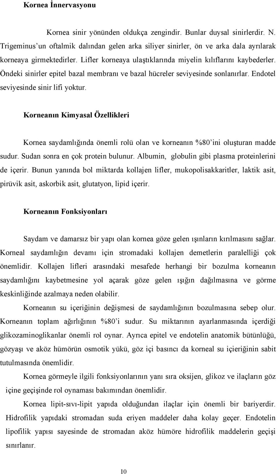 Öndeki sinirler epitel bazal membranı ve bazal hücreler seviyesinde sonlanırlar. Endotel seviyesinde sinir lifi yoktur.