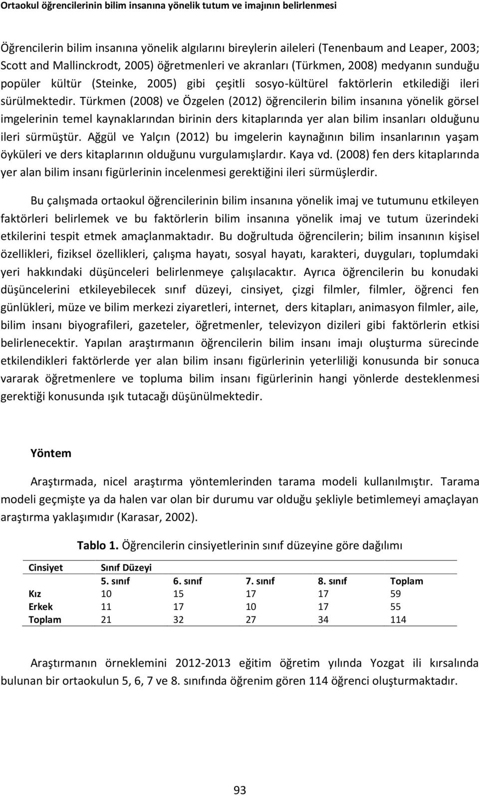 Türkmen (2008) ve Özgelen (2012) öğrencilerin bilim insanına yönelik görsel imgelerinin temel kaynaklarından birinin ders kitaplarında yer alan bilim insanları olduğunu ileri sürmüştür.