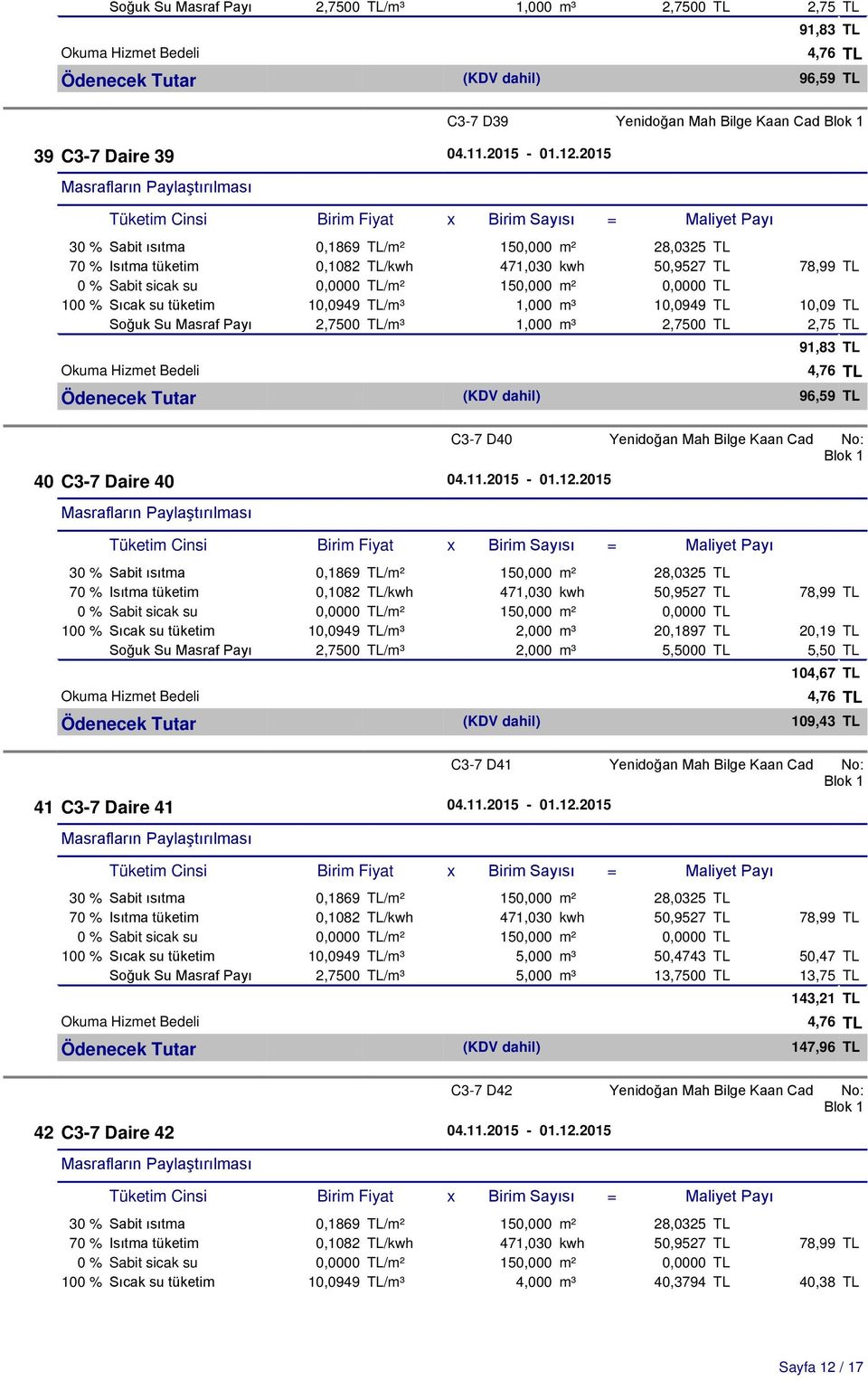 2015 41 C3-7 Daire 41 04.11.2015-01.12.