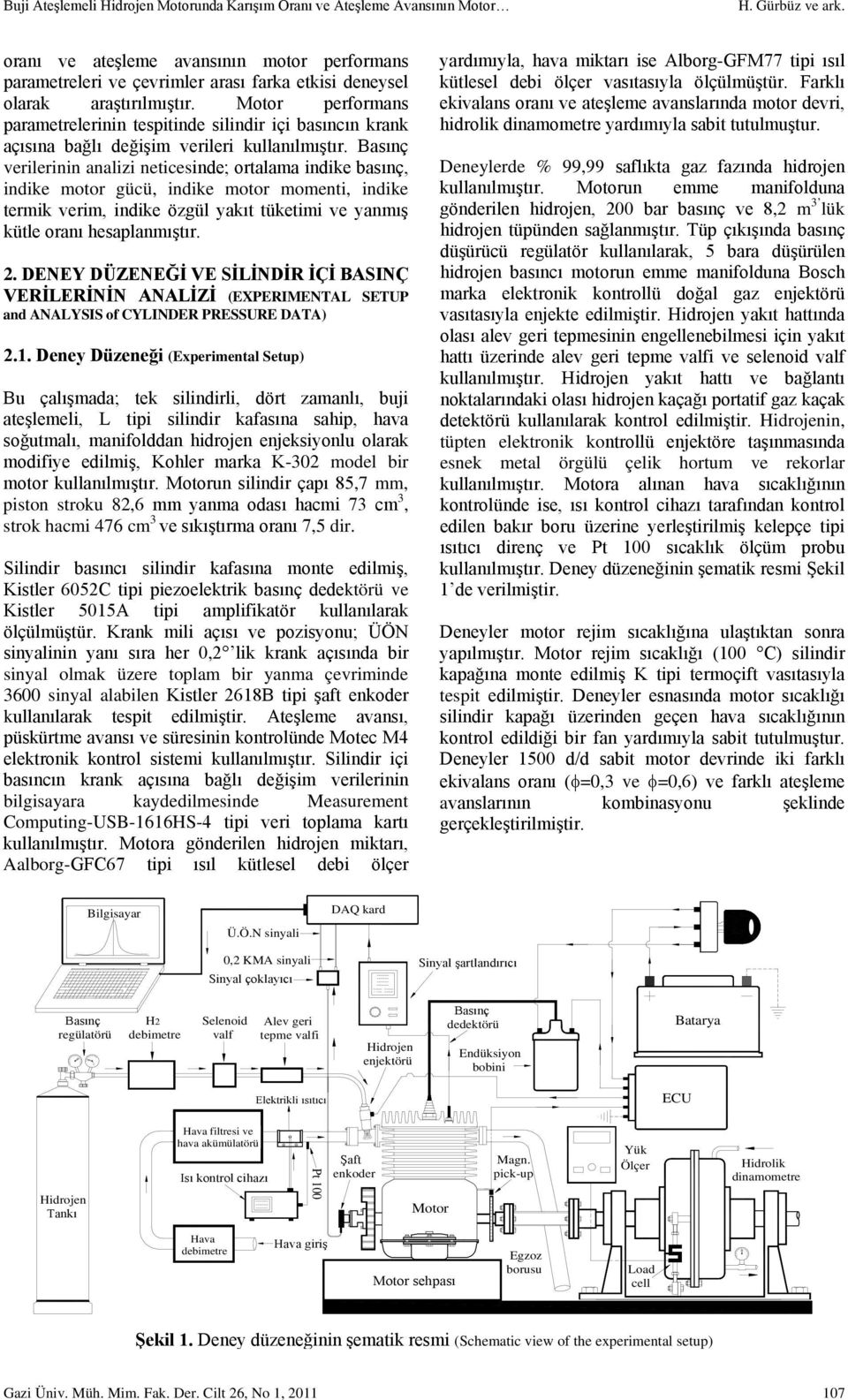 Motor performans parametrelerinin tespitinde silindir içi basıncın krank açısına bağlı değişim verileri kullanılmıştır.