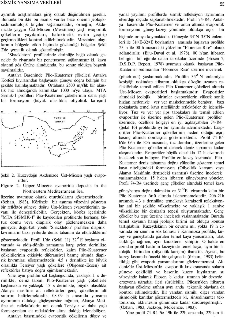 evrim geçirip geçirmedikleri kontrol edilebilmektedir. Messinien olaylarının bölgede etkin biçimde gözlendiği bölgeler Şekil 2'de şematik olarak gösterilmiştir.