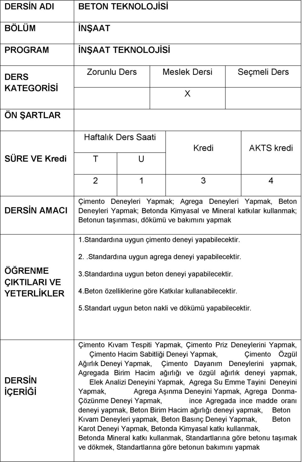 Beton özelliklerine göre Katkılar kullanabilecektir. 5.Standart uygun beton nakli ve dökümü yapabilecektir.