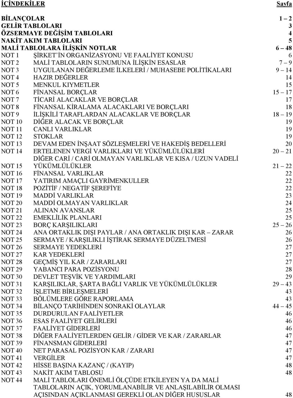 TİCARİ ALACAKLAR VE BORÇLAR 17 NOT 8 FİNANSAL KİRALAMA ALACAKLARI VE BORÇLARI 18 NOT 9 İLİŞKİLİ TARAFLARDAN ALACAKLAR VE BORÇLAR 18 19 NOT 10 DİĞER ALACAK VE BORÇLAR 19 NOT 11 CANLI VARLIKLAR 19 NOT