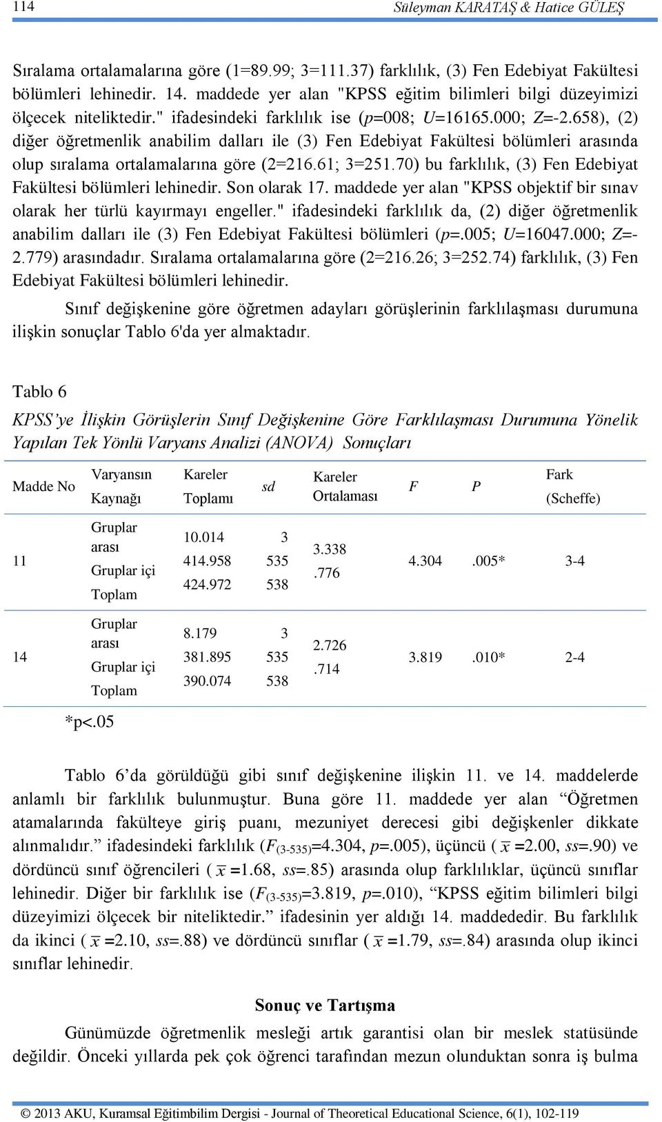 658), (2) diğer öğretmenlik anabilim dalları ile (3) Fen Edebiyat Fakültesi bölümleri arasında olup sıralama ortalamalarına göre (2=216.61; 3=251.