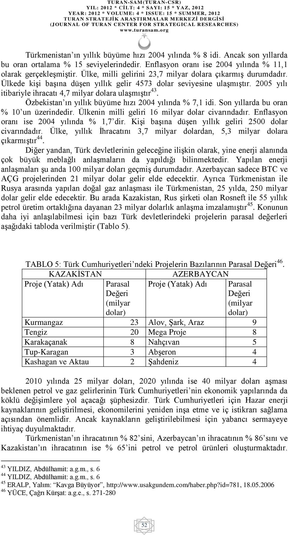 Özbekistan ın yıllık büyüme hızı 2004 yılında % 7,1 idi. Son yıllarda bu oran % 10 un üzerindedir. Ülkenin milli geliri 16 milyar dolar civarındadır. Enflasyon oranı ise 2004 yılında % 1,7 dir.