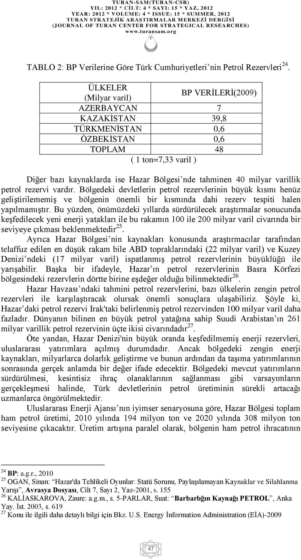 varillik petrol rezervi vardır. Bölgedeki devletlerin petrol rezervlerinin büyük kısmı henüz geliştirilememiş ve bölgenin önemli bir kısmında dahi rezerv tespiti halen yapılmamıştır.