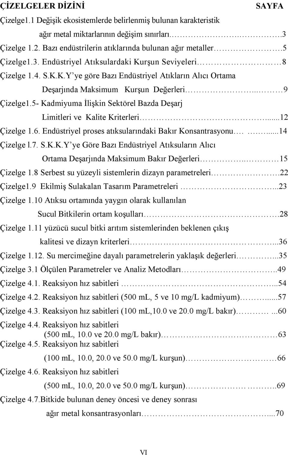 .. 9 Çizelge1.5- Kadmiyuma İlişkin Sektörel Bazda Deşarj Limitleri ve Kalite Kriterleri...12 Çizelge 1.6. Endüstriyel proses atıksularındaki Bakır Konsantrasyonu.....14 Çizelge l.7. S.K.K.Y ye Göre Bazı Endüstriyel Atıksuların Alıcı Ortama Deşarjında Maksimum Bakır Değerleri.