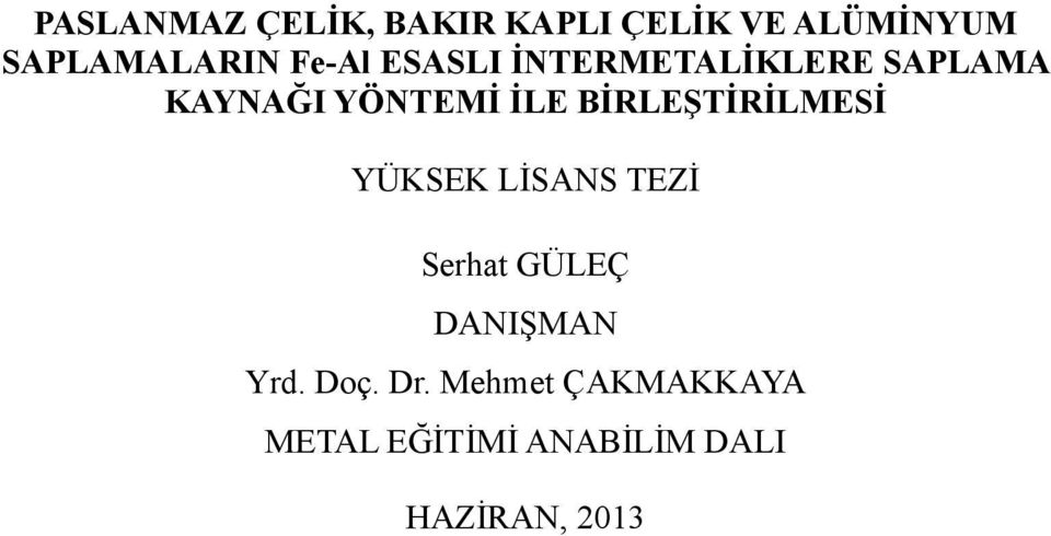 BİRLEŞTİRİLMESİ YÜKSEK LİSANS TEZİ Serhat GÜLEÇ DANIŞMAN Yrd.