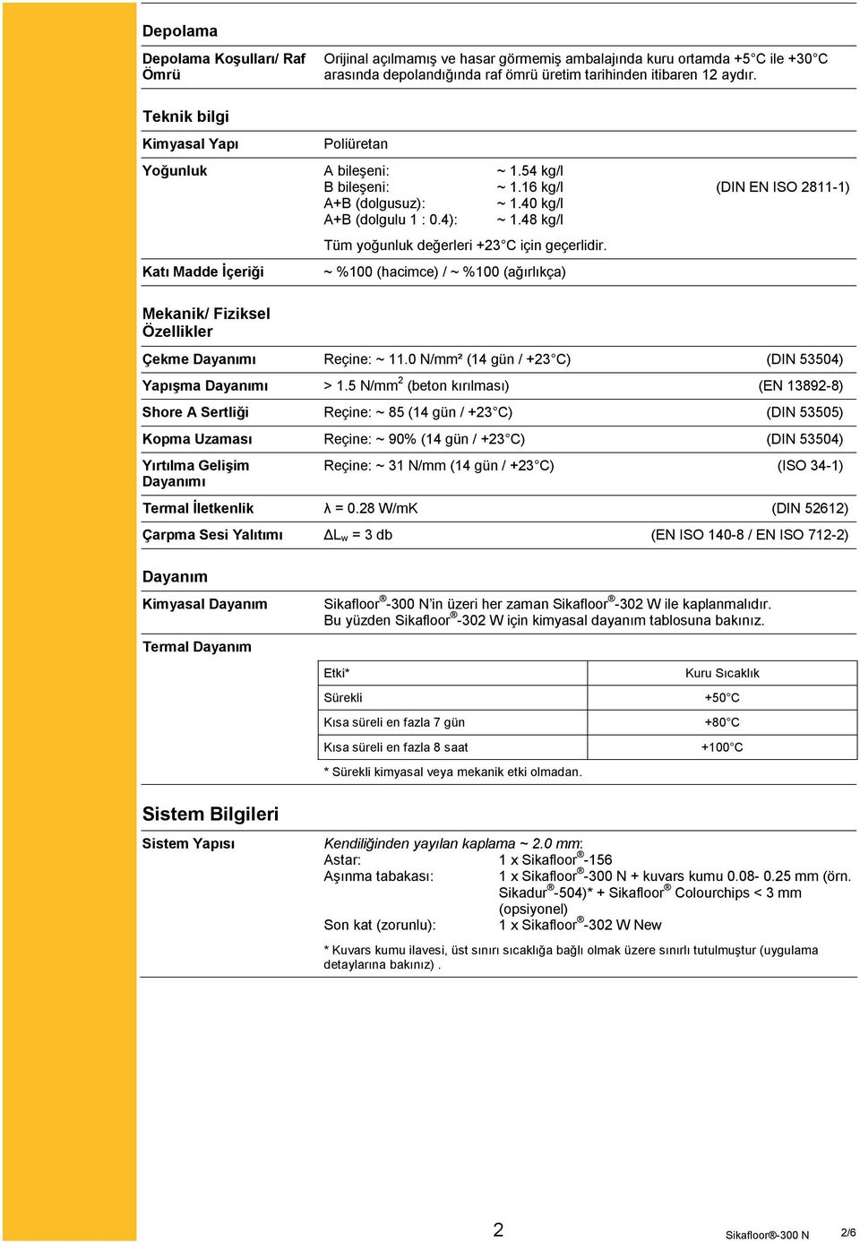 48 kg/l Katı Madde İçeriği Mekanik/ Fiziksel Özellikler Tüm yoğunluk değerleri +23 C için geçerlidir. ~ %100 (hacimce) / ~ %100 (ağırlıkça) Çekme Dayanımı Reçine: ~ 11.