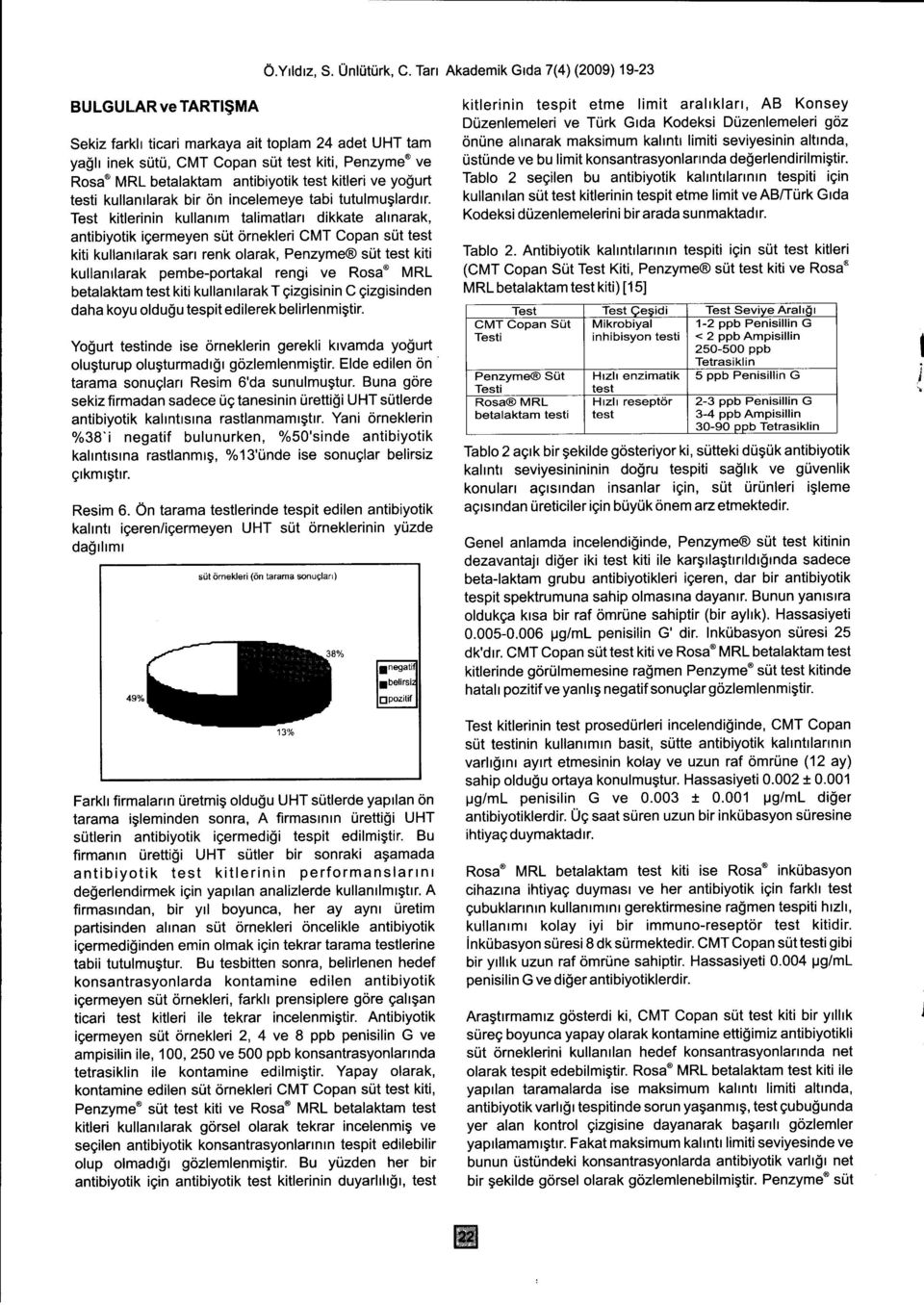 testi kullanrlarak bir on incelemeye tabi tutulmuglardtr.