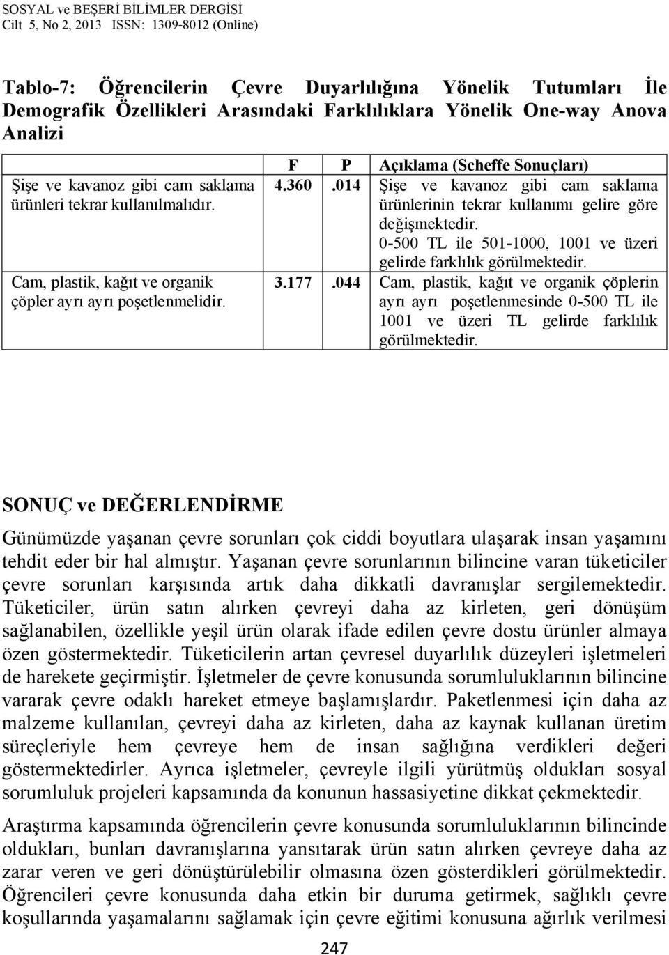 014 Şişe ve kavanoz gibi cam saklama ürünlerinin tekrar kullanımı gelire göre değişmektedir. 0-500 TL ile 501-1000, 1001 ve üzeri gelirde farklılık görülmektedir. 3.177.