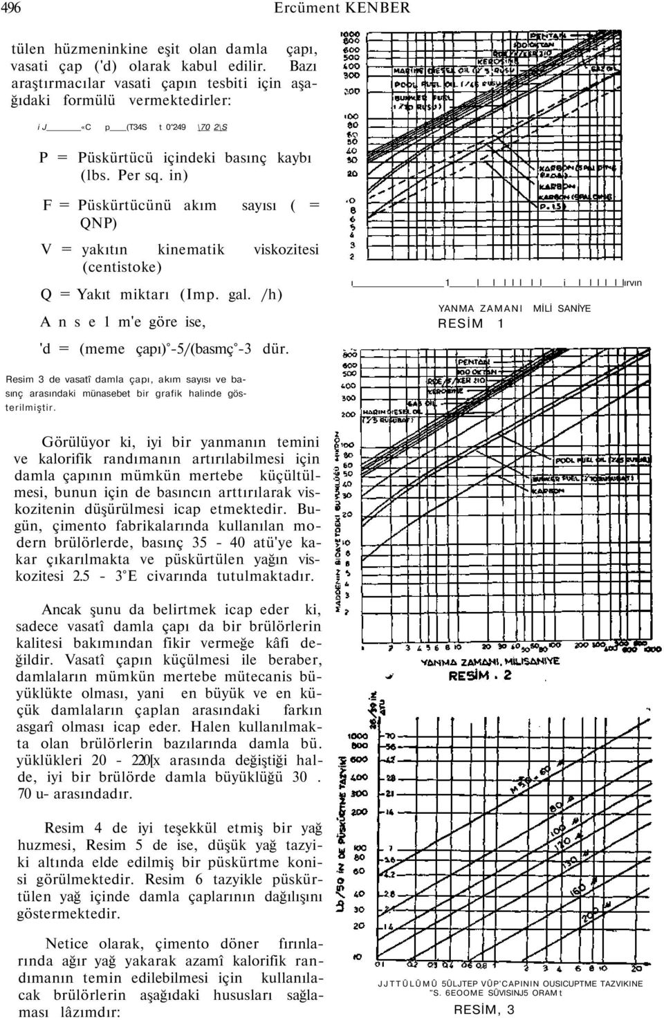 in) F = Püskürtücünü akım sayısı ( = QNP) V = yakıtın kinematik viskozitesi (centistoke) Q = Yakıt miktarı (Imp. gal. /h) A n s e 1 m'e göre ise, 'd = (meme çapı) 5/(basmç 3 dür.