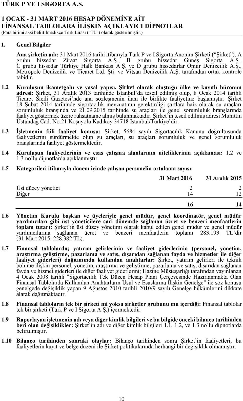 2 Kuruluşun ikametgahı ve yasal yapısı, Şirket olarak oluştuğu ülke ve kayıtlı büronun adresi: Şirket, 31 Aralık 2013 tarihinde İstanbul da tescil edilmiş olup, 8 Ocak 2014 tarihli Ticaret Sicili