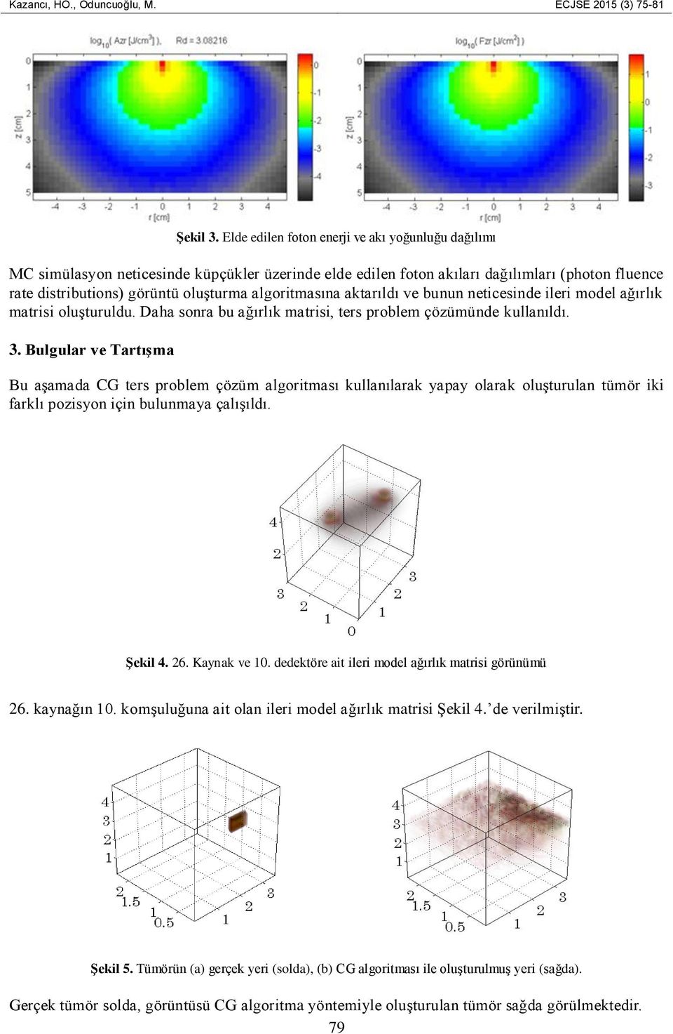 algoritmasına aktarıldı ve bunun neticesinde ileri model ağırlık matrisi oluşturuldu. Daha sonra bu ağırlık matrisi, ters problem çözümünde kullanıldı. 3.