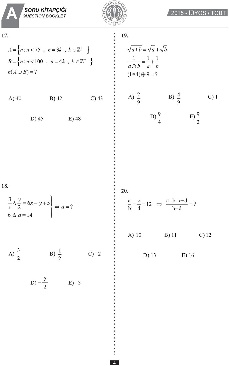 3 y = 6x y+ 5 x 2 a = 4 => a =? 20.