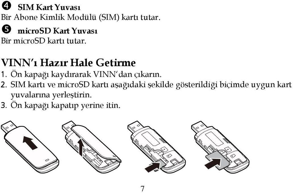 Ön kapağı kaydırarak VINN dan çıkarın. 2.