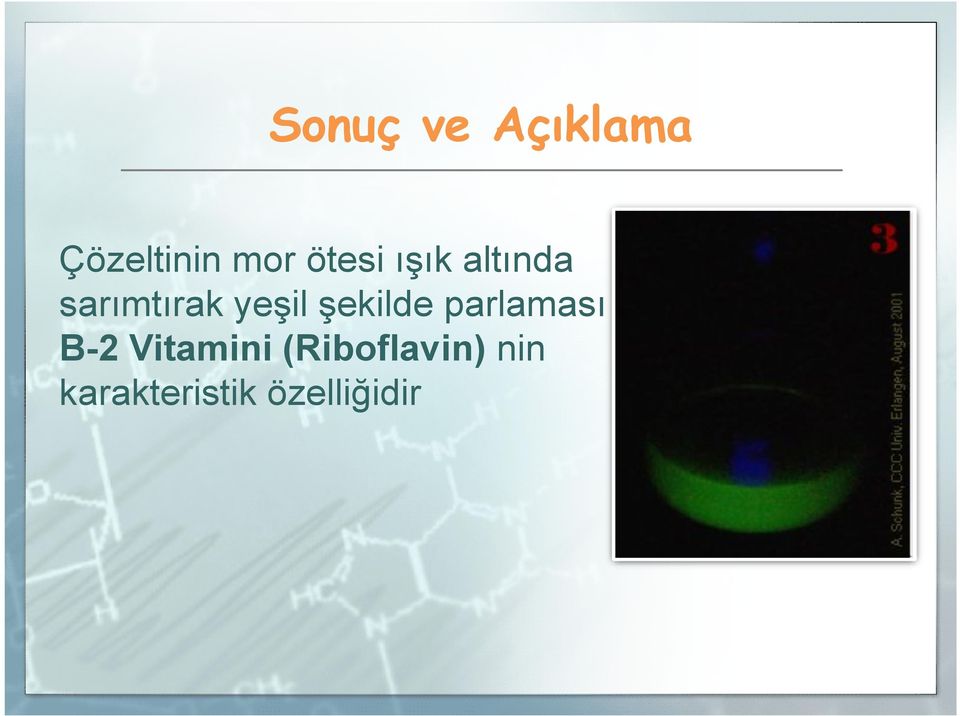 şekilde parlaması B-2 Vitamini