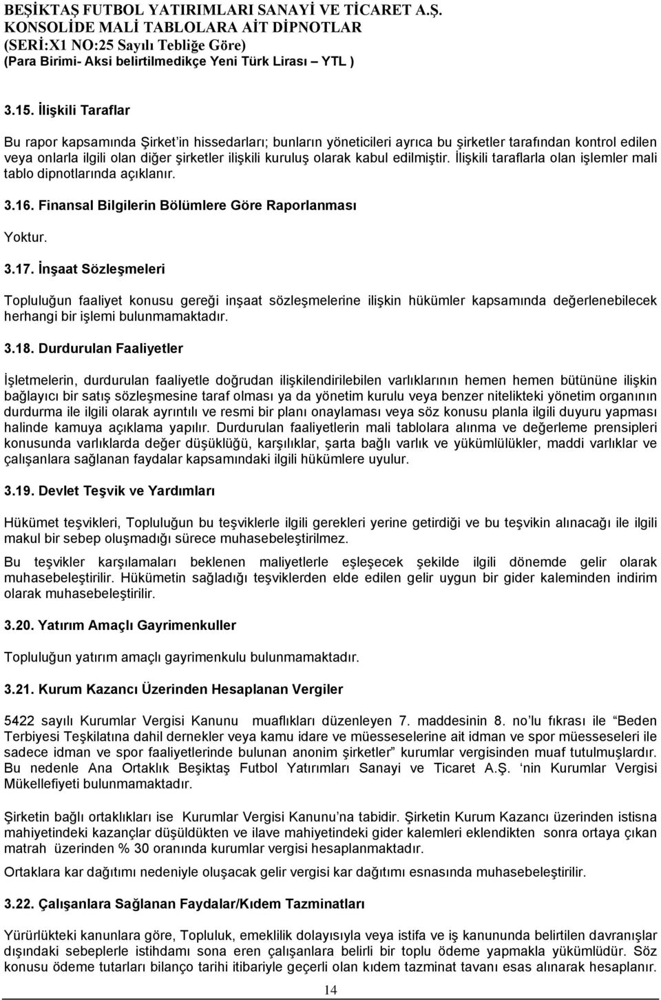 İnşaat Sözleşmeleri Topluluğun faaliyet konusu gereği inşaat sözleşmelerine ilişkin hükümler kapsamında değerlenebilecek herhangi bir işlemi bulunmamaktadır. 3.18.