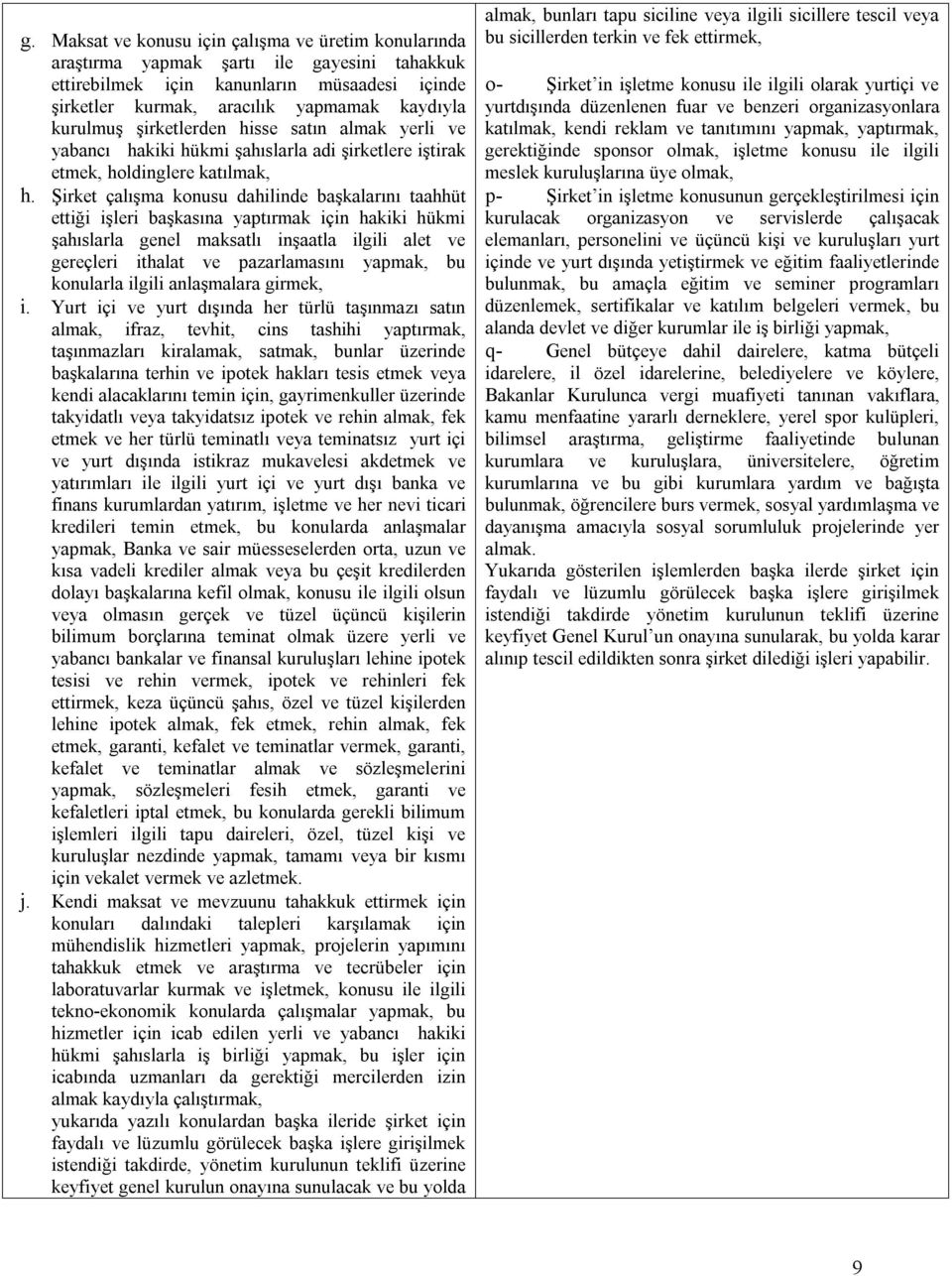 Şirket çalışma konusu dahilinde başkalarını taahhüt ettiği işleri başkasına yaptırmak için hakiki hükmi şahıslarla genel maksatlı inşaatla ilgili alet ve gereçleri ithalat ve pazarlamasını yapmak, bu